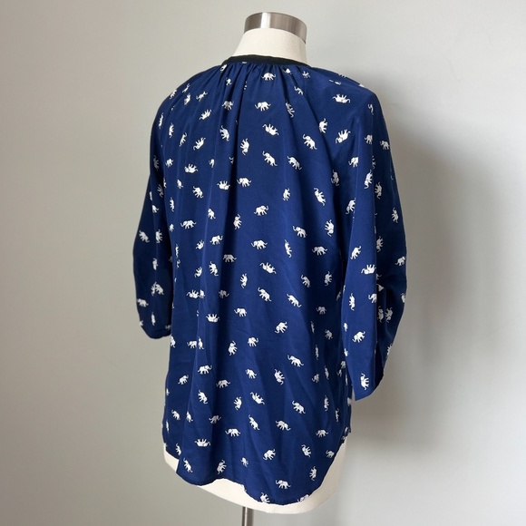 Yumi Kim Elephant Print 100% Silk Blouse Size Medium - Picture 11 of 15